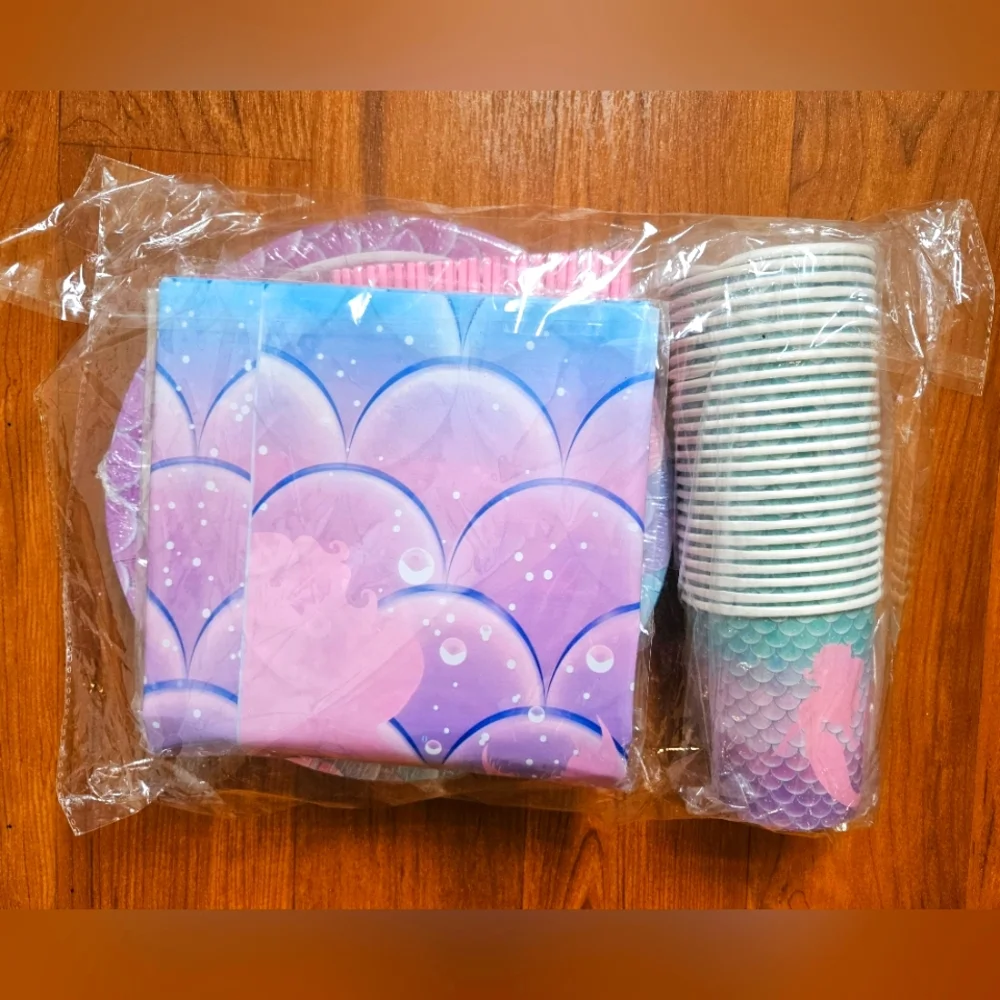 Mermaid Party Set - Pink and Blue Adding 25 Matching Favor Bags Too